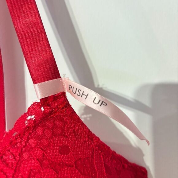 NWT Daisy Fuentes Womens Push Up Bra 42D Red Light Padded Underwire Lace Overlay - Picture 6 of 7
